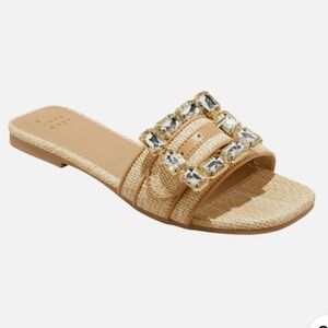 A New Day Tan Embellished Slide Sandals